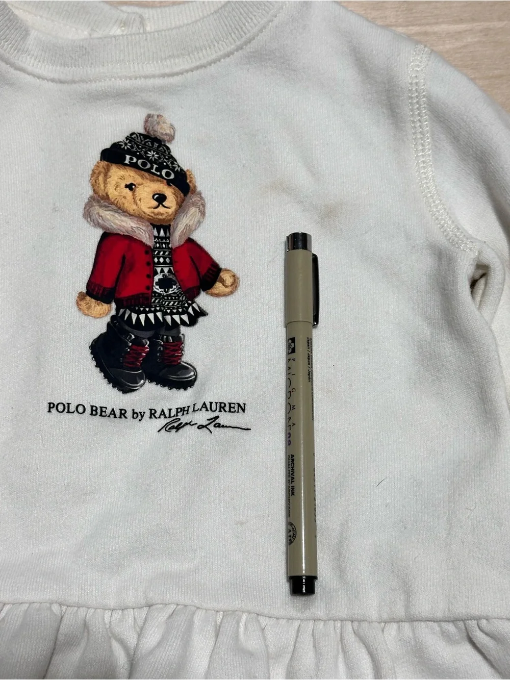 Ralph Lauren White Bear Graphic Peplum Top
